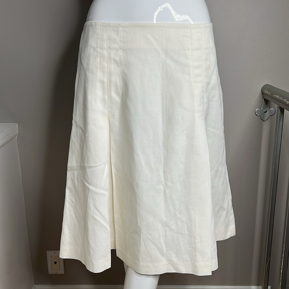 Loro Piana Sz 46 Cotton Linen Midi Skirt